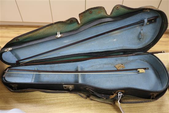 A violin and two bows